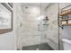 Close up of the tile shower features stylish glass door at 1734 Magnolia Ave, Deland, FL 32724