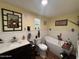 Elegant bathroom featuring a modern vanity, soaking tub, and stylish fixtures at 17531 Ne 139Th Ave, Fort Mc Coy, FL 32134