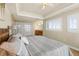 Serene bedroom with ensuite bathroom, large windows and plantation shutters at 2801 Hill St # 801, New Smyrna Beach, FL 32169