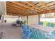 Spacious covered patio with a seating area, ceiling fans, and a dining table at 3324 Royal Palm Dr, Edgewater, FL 32141