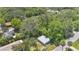 Aerial view showcases the property's location amidst mature trees and a well-maintained lawn at 528 Pine St, Daytona Beach, FL 32114