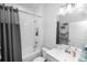 Clean bathroom featuring a shower, vanity, and mirror for a functional and comfortable experience at 614 Becklow St, Debary, FL 32713