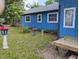 Side view of blue house showcasing outdoor garden with grass and plants at 615 Weber Ave, Daytona Beach, FL 32114