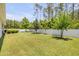 Large, grassy backyard enclosed by a white fence, offering privacy and space at 101 Briargate Look, Ormond Beach, FL 32174