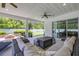 Comfortable covered patio area, complete with an outdoor seating area and views of the backyard at 101 Briargate Look, Ormond Beach, FL 32174