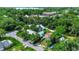Charming neighborhood aerial view showcasing lush greenery and serene lakeside backdrop at 1056 Stevens St, Lake Helen, FL 32744