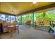 Enclosed lanai featuring ample seating and a view of the lush surrounding landscape at 1131 Lemonwood Ave, Deland, FL 32724