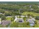 A high angle view shows houses adjacent to a powerline corridor and a winding waterway at 15 Cambridge Trce, Ormond Beach, FL 32174