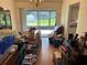Dining area filled with boxes with a view of the backyard at 1887 Viking Ave, Deltona, FL 32725