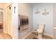 Updated bathroom with wood look flooring and a modern toilet at 198 Heather Lane Dr, Deltona, FL 32738
