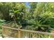Idyllic backyard pond surrounded by lush tropical plants, as seen from a wooden deck at 2 E Kelly Park Rd, Apopka, FL 32712