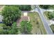 An aerial view of a lovely home surrounded by trees with a well-maintained yard and a long driveway at 28045 Poinsettia Ave, Paisley, FL 32767