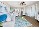 Inviting living room featuring stylish decor, open layout, and wood-look floors at 2860 Ocean Shore Blvd # 5020, Ormond Beach, FL 32176