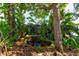 Beautiful backyard pond featuring a small waterfall surrounded by tropical plants and lush greenery at 4204 Rocky Ridge Pl, Sanford, FL 32773