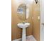 This half bath features a pedestal sink, and a large oval mirror at 5060 Cypress Branch Pt, Oviedo, FL 32765