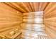 Wooden sauna room, complete with a bucket and ladle at 5300 S Atlantic Ave # 12-401, New Smyrna Beach, FL 32169