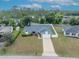 Charming single-Gathering home featuring a light-blue exterior, well-manicured lawn, and a driveway leading to an attached garage at 2237 Clearwater Dr, Deltona, FL 32738