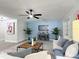 Comfortable living room with modern furnishings, accent wall, and plenty of natural light, creating a cozy atmosphere at 28432 Tammi Dr, Tavares, FL 32778