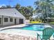 Beautiful backyard featuring a pool, spa, and covered patio, creating a private and relaxing outdoor entertainment space at 28432 Tammi Dr, Tavares, FL 32778