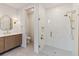 Clean bathroom with a large walk-in shower and gold accents at 1018 Stetson St, Orlando, FL 32804