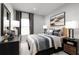 Modern bedroom with wood dresser and large window at 1946 Quail Fields Cir, Winter Haven, FL 33884