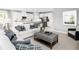 Open living room and kitchen with white cabinets, and neutral colors at 1202 Whispering Ln, Minneola, FL 34715