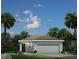Charming single-story home with a two-car garage, complemented by palm trees and blue skies at 5047 Bear Lake Loop, Deland, FL 32724