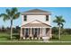 Charming two-story home with manicured lawn and decorative stone accents around the front porch at 3786 Sky Mountain Aly, Apopka, FL 32712