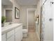 Double vanity bathroom with shower and separate toilet at 2302 Incandescent Way, South Daytona, FL 32119