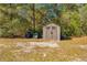 Outdoor shed offering convenient storage, nestled in trees, and featuring double door access at 10542 Cr 671, Bushnell, FL 33513