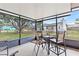 Screened in porch features seating for four and views of the backyard at 12 Almond Ter, Ocala, FL 34472