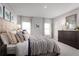 Relaxing bedroom featuring a plush bed, a dresser, soft lighting, and large windows at 4220 Cattail Marsh Dr, Lakeland, FL 33811
