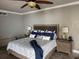 Cozy bedroom with comfortable bedding, modern nightstands, and ample natural light at 1425 Ocean Shore Blvd # 402, Ormond Beach, FL 32176