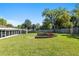 Spacious backyard with a built-in fire pit area and screened-in porch, offering outdoor enjoyment at 3200 Se 34Th St, Ocala, FL 34471