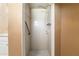 Standing shower with white tiles and updated shower head, ready for immediate use at 3200 Se 34Th St, Ocala, FL 34471