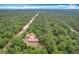 Expansive aerial view of a home nestled among lush greenery with a long winding driveway at 4931 Tropicana Dr, Indian Lake Estates, FL 33855