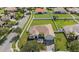 An aerial shot showcasing the property's roof, driveway, and the surrounding neighborhood at 3601 Weatherfield Dr, Kissimmee, FL 34746