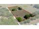 Aerial view shows parcel acreage, cozy home featuring a sparkling pool amidst green fields and mature trees at 3815 Se 25Th St, Bushnell, FL 33513