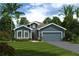 Charming single-Gathering home with a neatly manicured lawn, a two-car garage, and lush, mature landscaping at 1310 Whispering Ln, Minneola, FL 34715