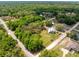 An aerial view of this acreage shows a sprawling landscape with a home, pond, and lush trees at 13700 Sw 108Th Ln, Dunnellon, FL 34432