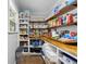 Walk-in pantry with wooden shelves and countertop to organize food and small appliances at 13700 Sw 108Th Ln, Dunnellon, FL 34432