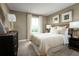 Comfortable bedroom with plush bedding, modern decor, and soft lighting for a peaceful retreat at 3186 Tiger Palm Way, New Smyrna Beach, FL 32168