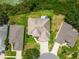 Aerial view of home with neat landscaping, driveway, and backyard between neighboring houses at 27223 Nostalgia Dr, Leesburg, FL 34748