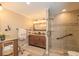 Bright bathroom with modern fixtures, glass shower, and ample counter space at 3341 Se 45Th St, Ocala, FL 34480