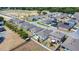 Neighborhood aerial shot highlighting rooftops, streets, and green spaces at 8471 Clearway Dr, Wildwood, FL 34785