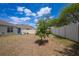 Backyard features a green tree, partial fence, and grass yard at 8471 Clearway Dr, Wildwood, FL 34785