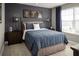 Comfortable bedroom with a large window, sleek lamps, and sophisticated wall art at 5739 Anders Way, St Cloud, FL 34771
