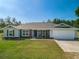 Charming single-story home featuring a well-manicured lawn and stone accents for enhanced curb appeal at 12396 Sw 64Th Street Rd, Ocala, FL 34481