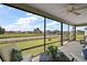 A screened patio offers relaxing views of the neighborhood at 3315 Dzuro Dr, Oxford, FL 34484