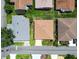 Aerial view of homes with different roof types and greenery at 4856 Colonnades W Cir, Lakeland, FL 33811